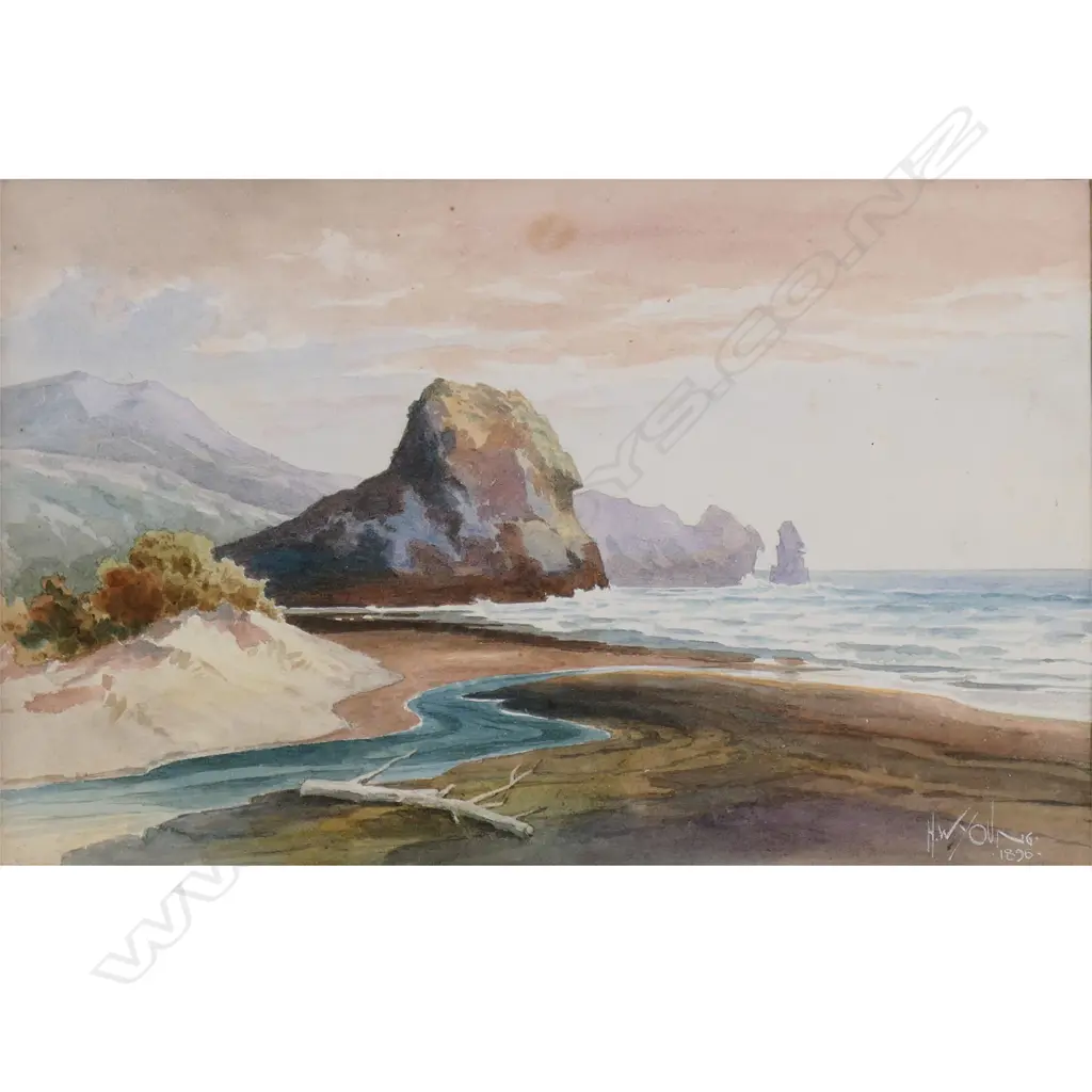 HAROLD WILLIAM YOUNG, LION ROCK 1896, WATERCOLOUR, 125 X 195MM Image 1++