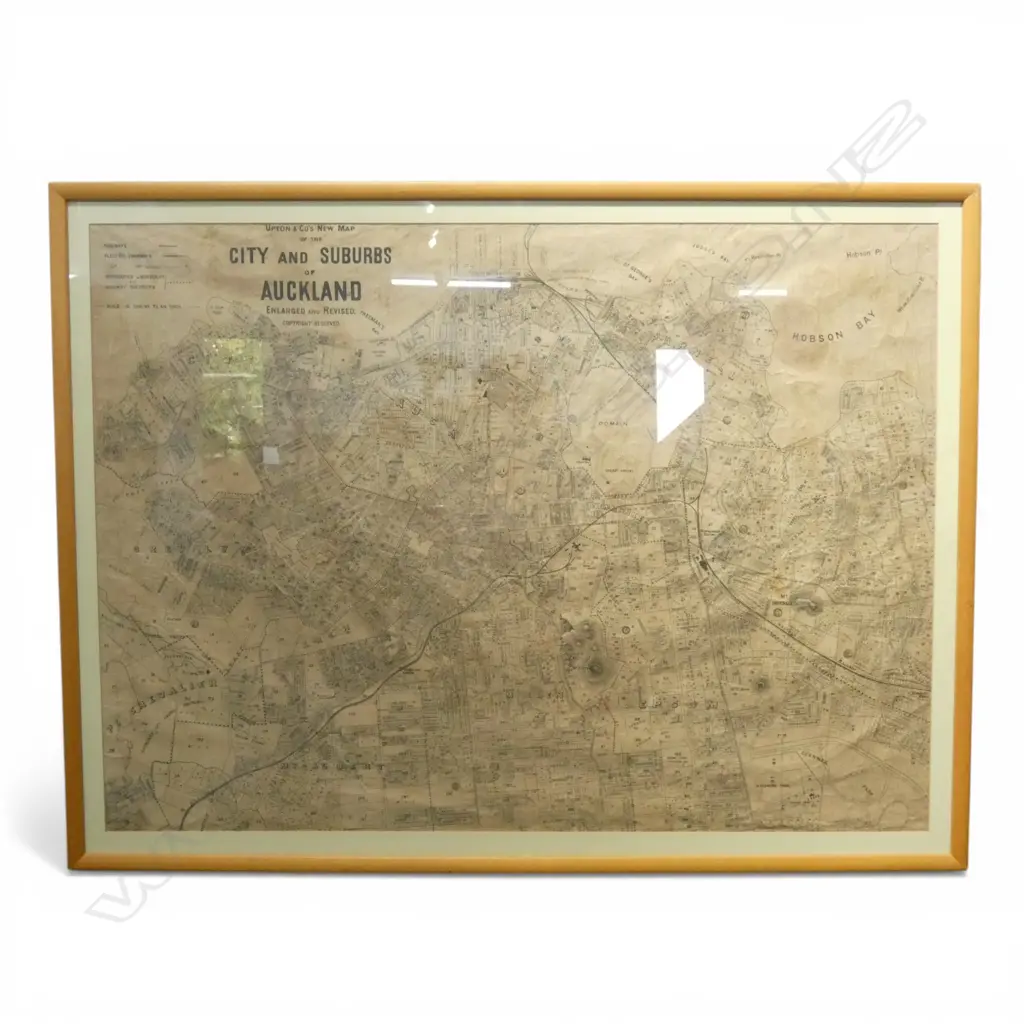 FRAMED 'Upton & Co's New Map of the city and subirbs of Auckland - Enlarged & revised' 690x960mm Image 1++