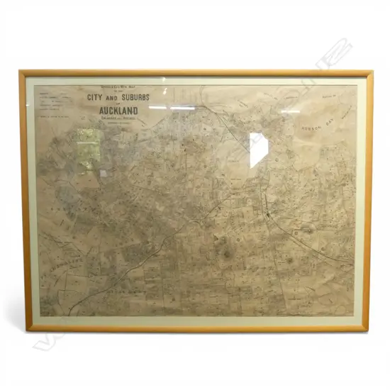 FRAMED 'Upton & Co's New Map of the city and subirbs of Auckland - Enlarged & revised' 690x960mm