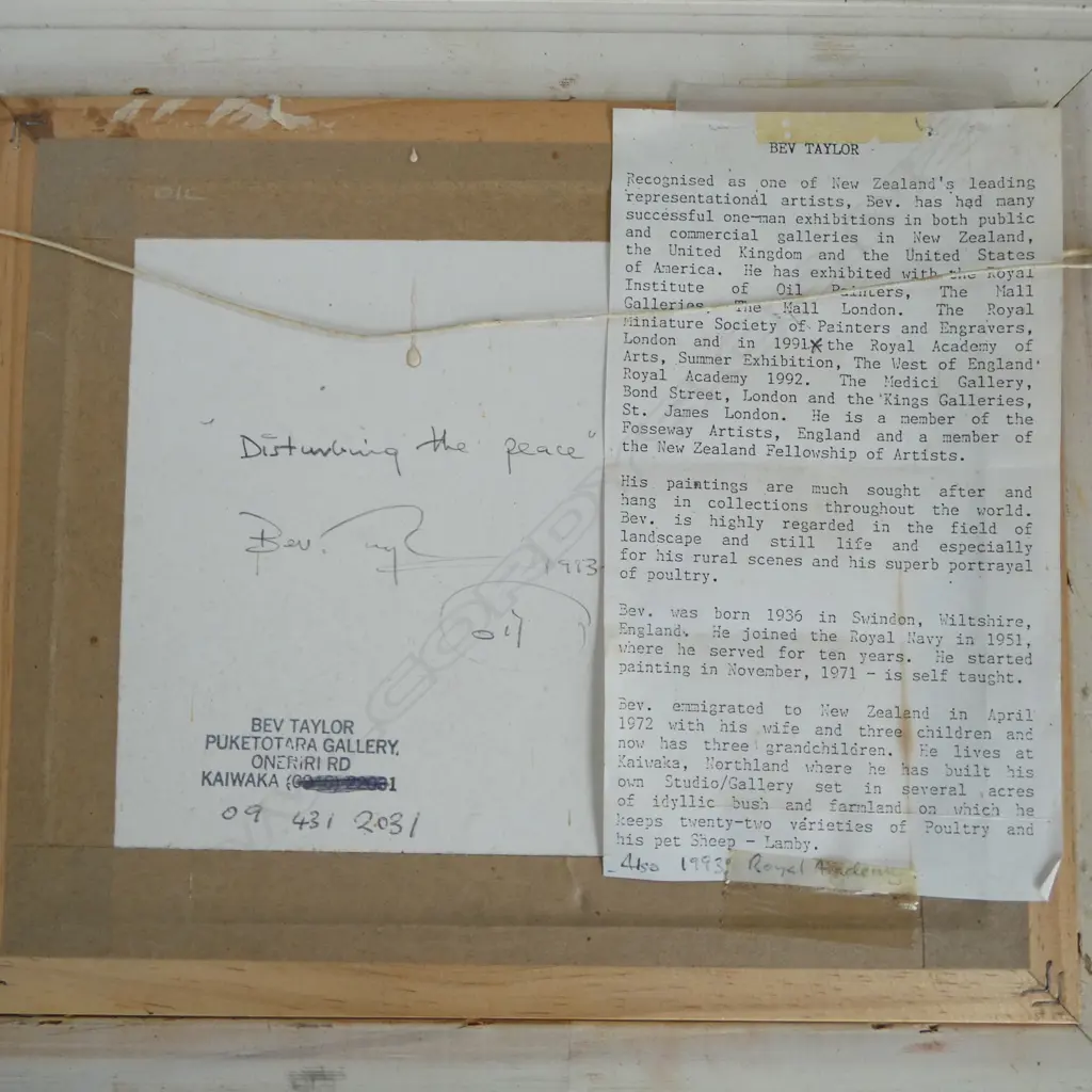 BEV TAYLOR, DISTURBING THE PEACE (1993), OIL ON CANVAS ON BOARD, 160x200mm Image 1++