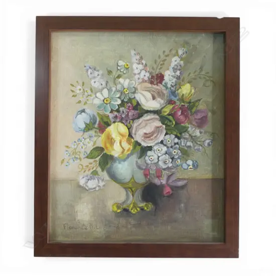 FLORENCE LUXFORD, FLORAL STILL LIFE, OIL ON CANVAS, 290x240mm