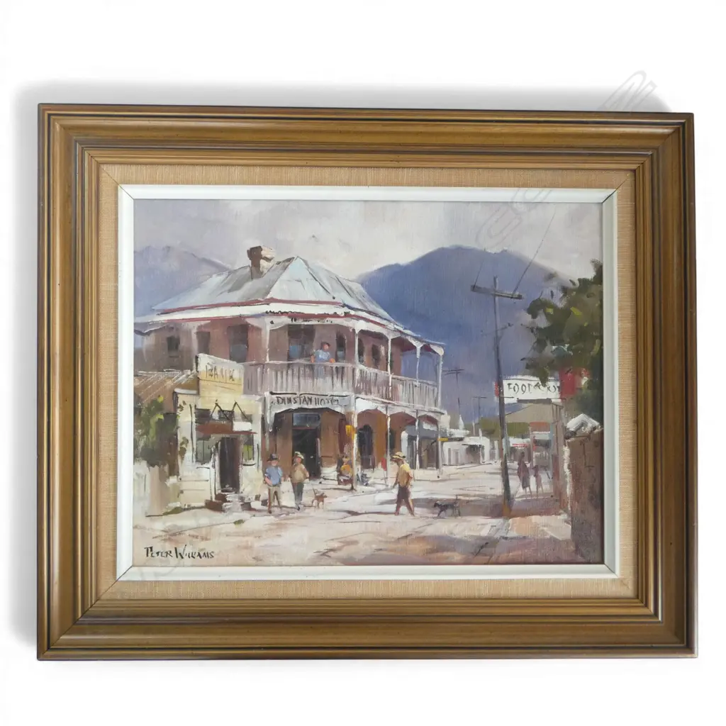 PETER WILLIAMS, DUNSTAN HOTEL, CLYDE, OIL ON CANVAS ON BOARD, 345x440m Image 1++