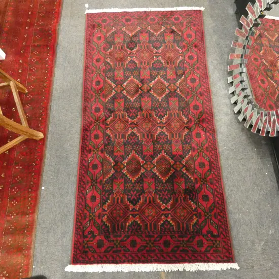 BALUCHI HAND KNOTTED WOOL PILE RUG 1950x1000mm