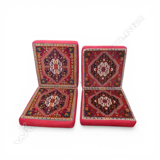 2 PERSIAN RUG UPHOLSTERED SQUABS 650x110x650mm
