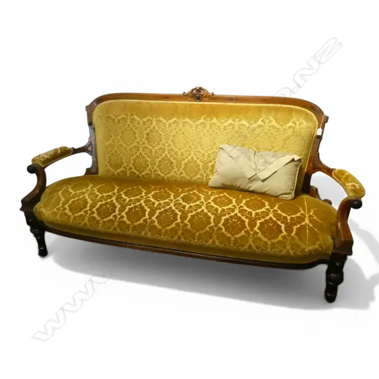 LATE VICTORIAN UPHOLSTERED SOFA  arm upholstery fault W.1800mm