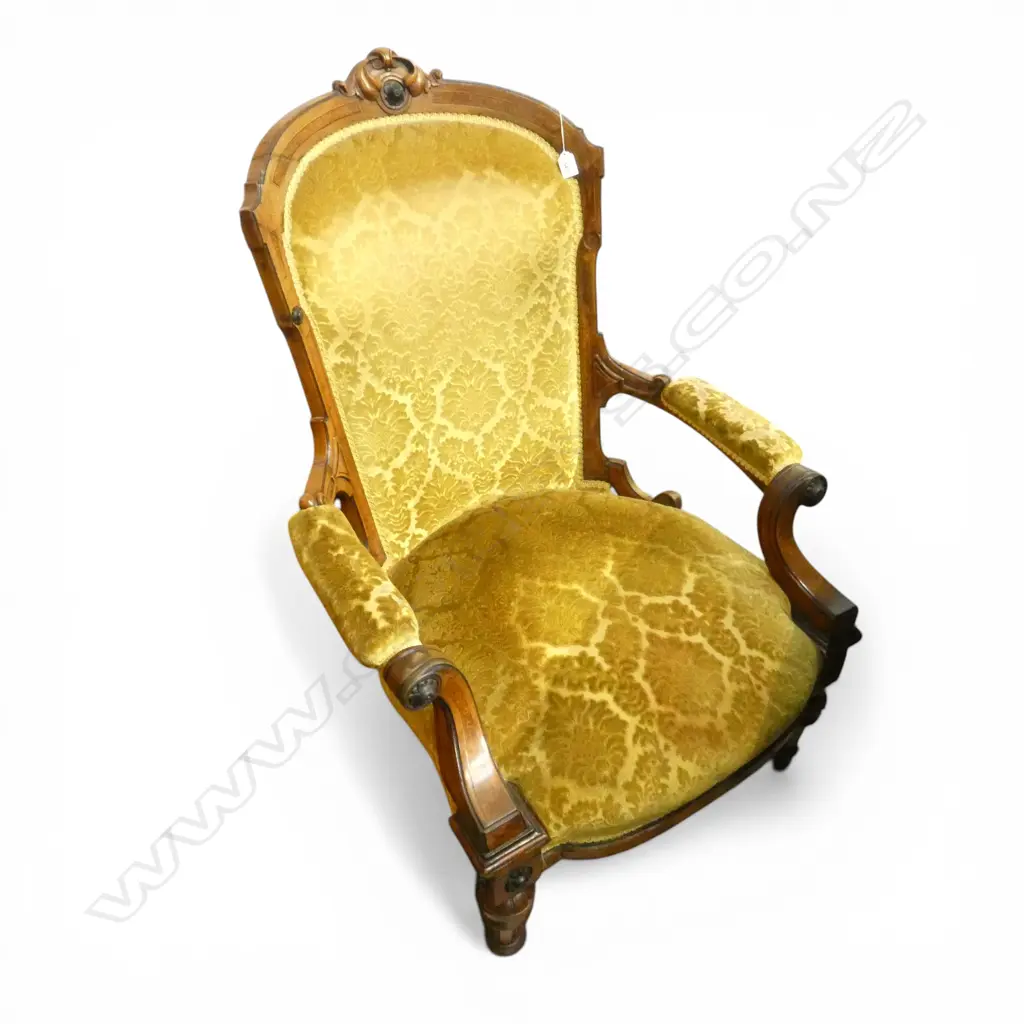 LATE VICTORIAN UPHOLSTERED ARMCHAIR  Image 1++
