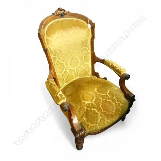 LATE VICTORIAN UPHOLSTERED ARMCHAIR 