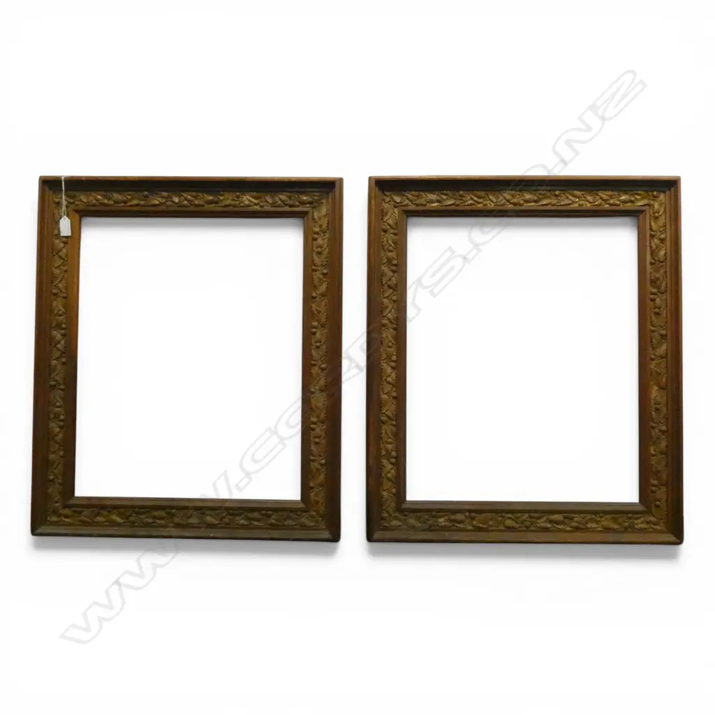 PR OF CARVED OAK PICTURE FRAMES H590 W710MM Image 1++