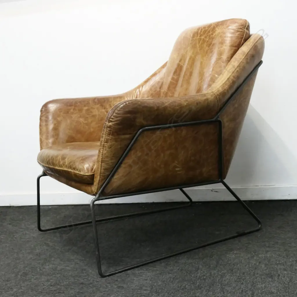 TAN LEATHER ARMCHAIR, IN THE STYLE OF CARLO DE CARLI, H.770mm Image 1++