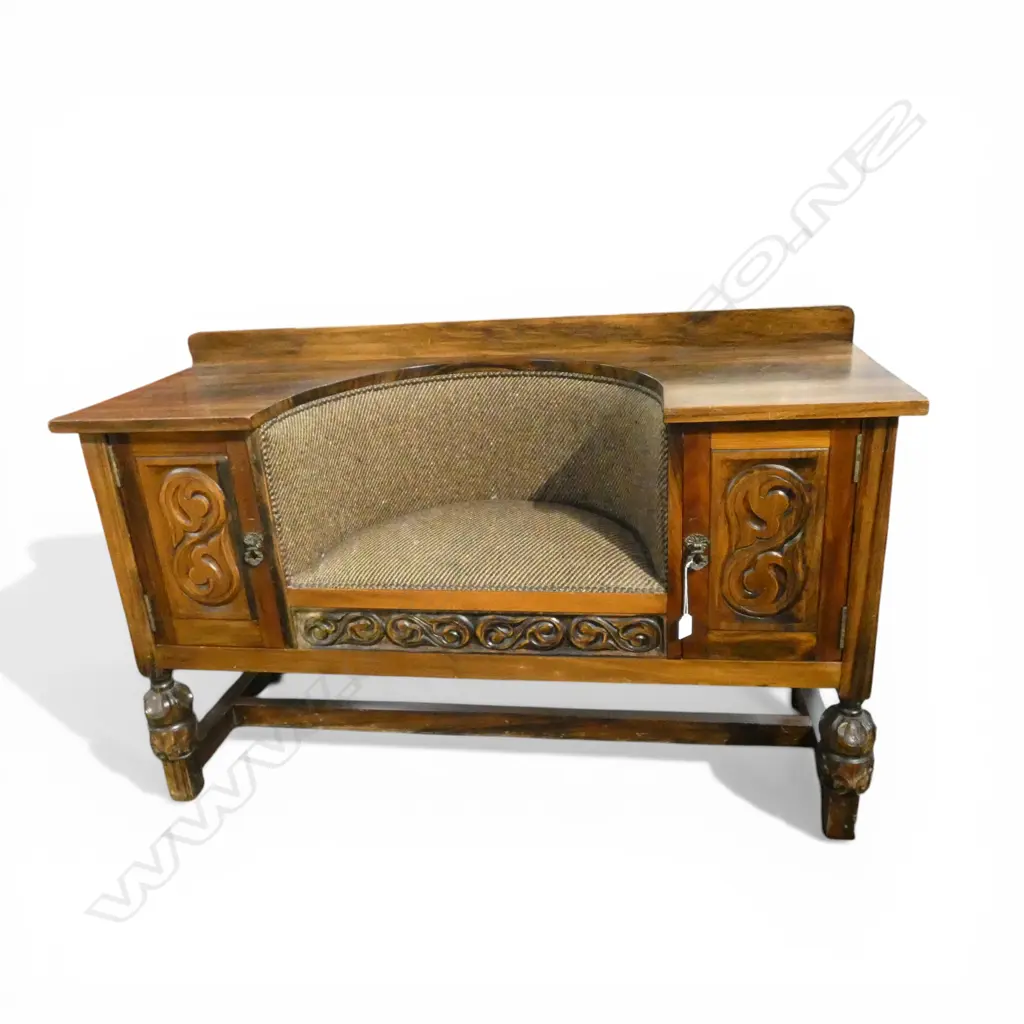 CARVED HALL SEAT CABINET 1220x430x780mm Image 1++