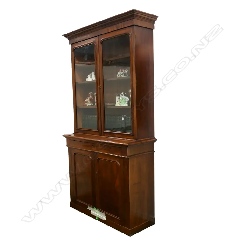 TALL VICTORIAN FLAME MAHOGANY BOOKCASE with original glass 1235x465x2325mm Image 1++
