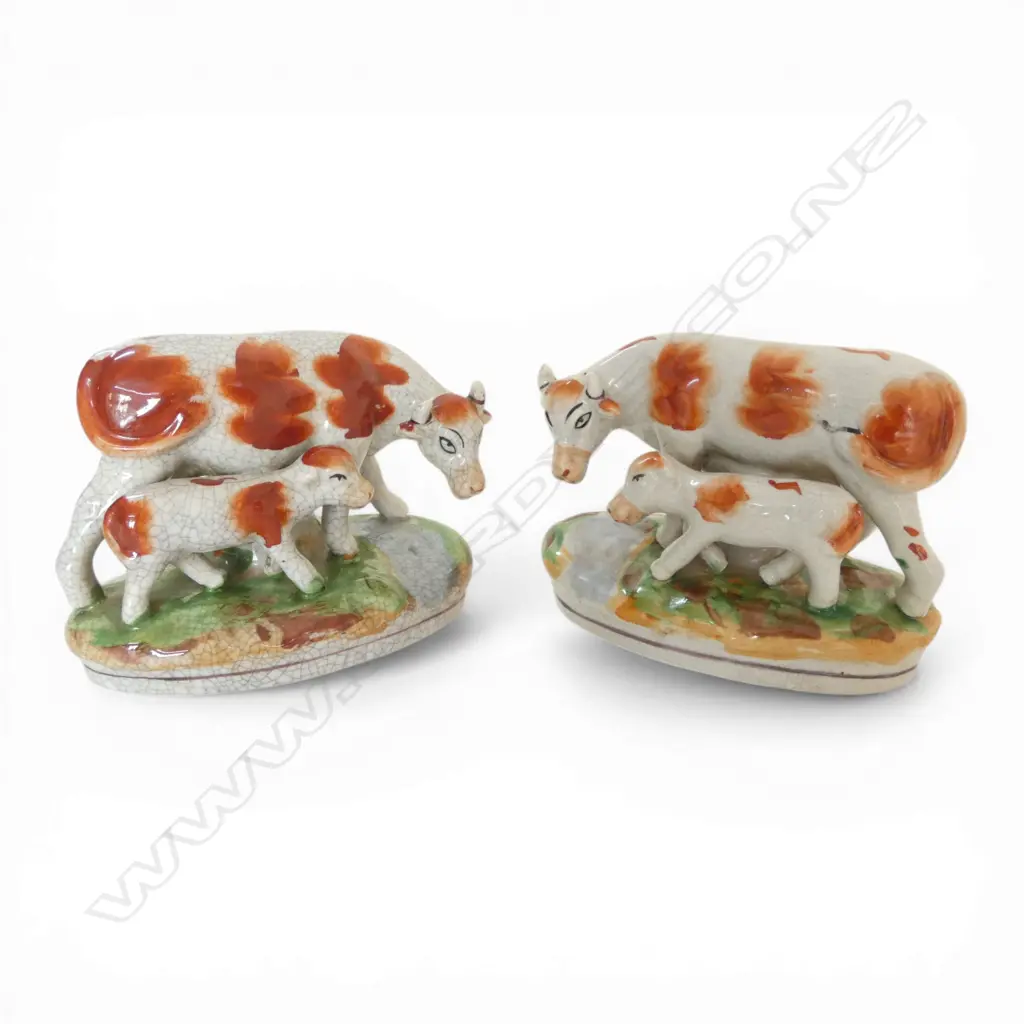 PR STAFFORDSHIRE STYLE COW AND CALF H.115mm Image 1++