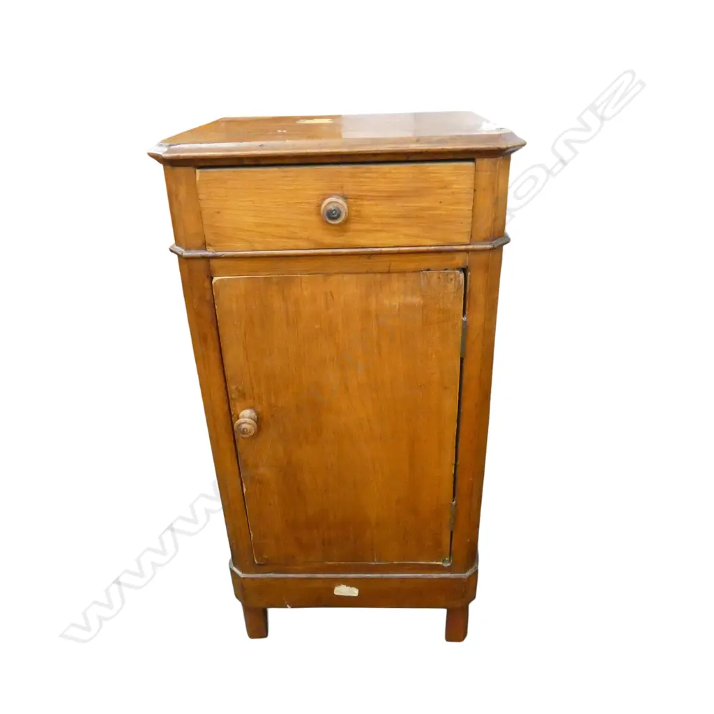 19THC EUROPEAN PINE BEDSIDE CABINET ONE DRAWER ONE DOOR H.810mm Image 1++
