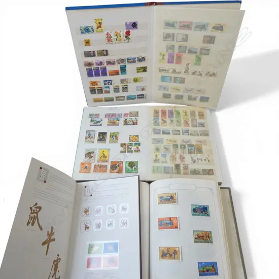 3 STAMP ALBUMS + BOOK OF HONG KONG STAMPS