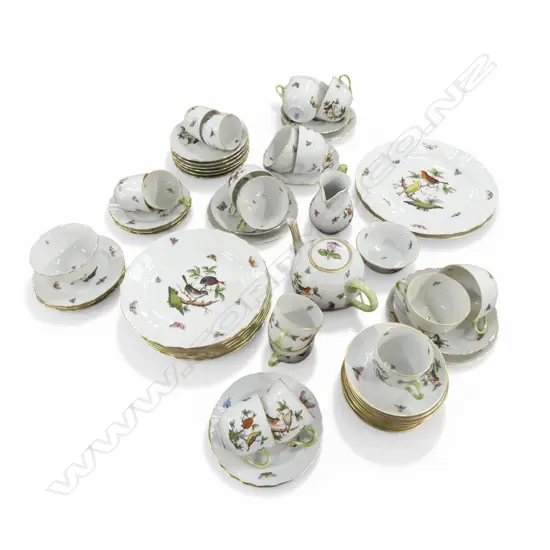 HEREND ROTHSCHILD PORCELAIN TEASET created in 1850s Hungary, missing coffee pot