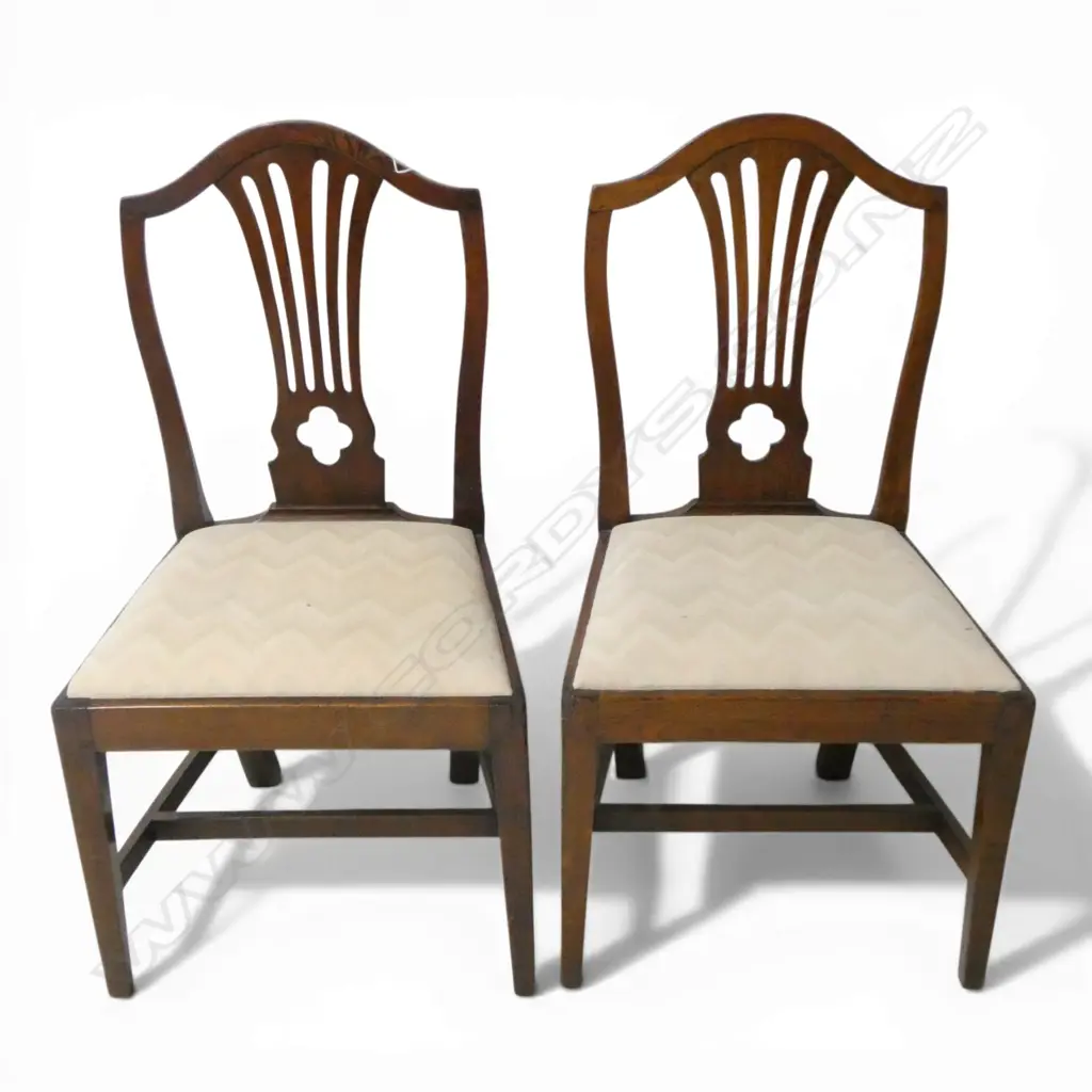 A PAIRGEORGE III MAHOGANY HEPPLEWHITE STYLE CHAIRS w drop in seat Image 1++