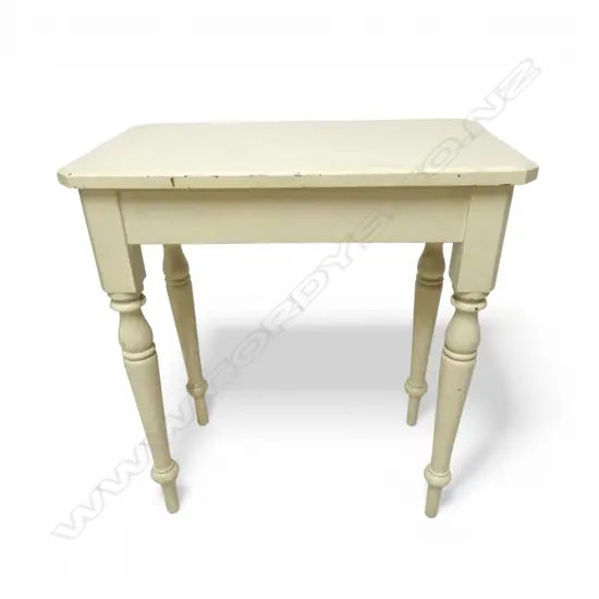 NZ COLONIAL SMALL SIDE TABLE, TURNED LEGS, PAINTED, 685 X 375 X 760mm