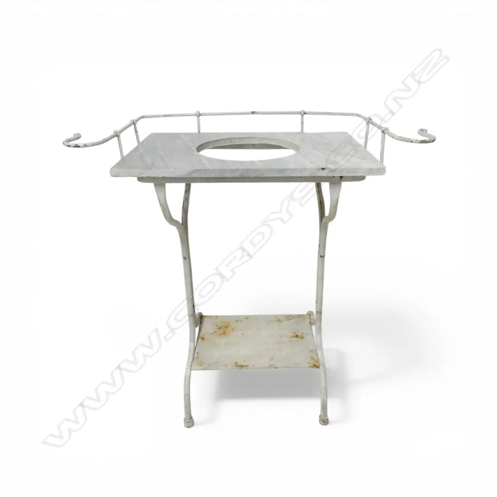 FRENCH IRON WASHSTAND WITH MARBLE TOP CUT TO FIT BASIN L1260MM Image 1++