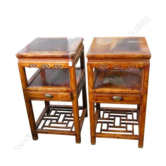 PR CHINESE SIDE TABLES carved scrolling clouds 440x445x820mm