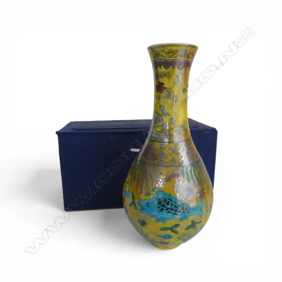 CHINESE YELLOW CLOISONNE ENAMEL VASE H.250mm