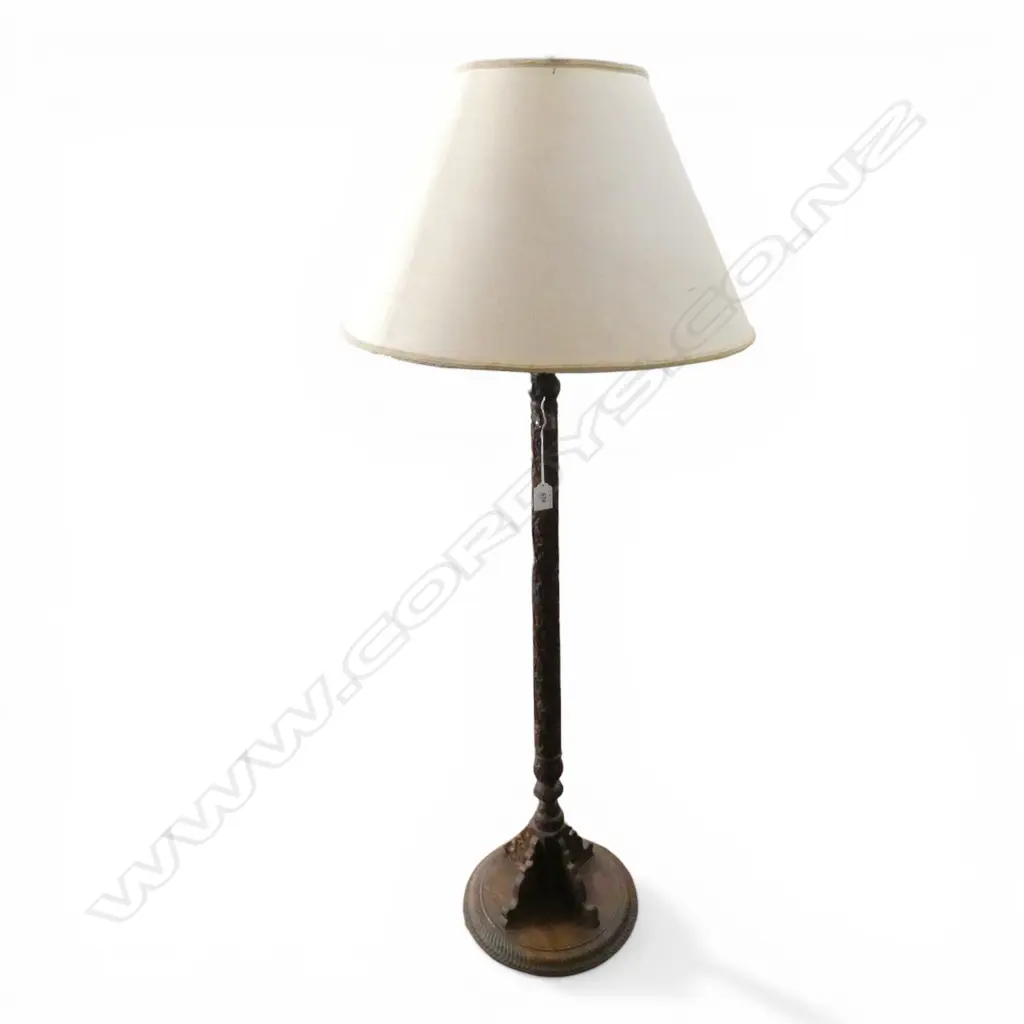 CARVED HARDWOOD INDIAN STANDARD LAMP H1170MM Image 1++
