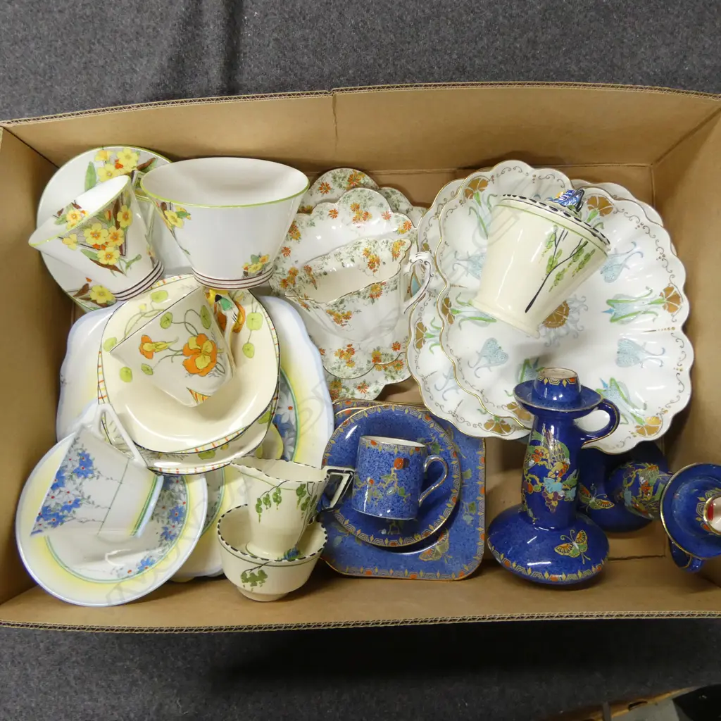BOX OF MIXED FOLEY & BURLIEGH CHINA ETC Image 1++