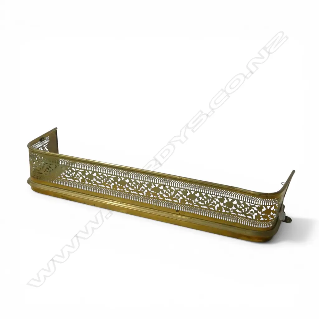 VICTORIAN PIERCED GRILLE BRASS FIRE CURB. W.1140mm Ex. estate Adrian Michael Garrett. Kerikeri Image 1++