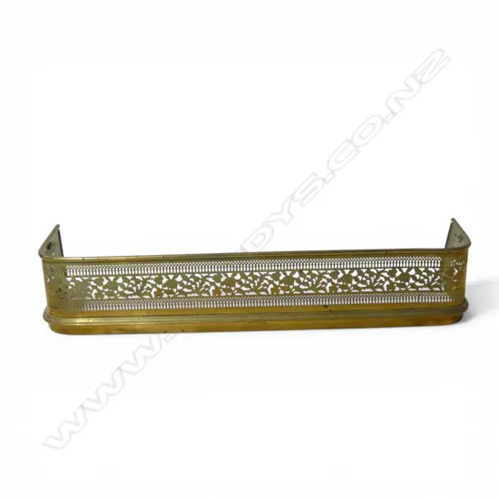 VICTORIAN PIERCED GRILLE BRASS FIRE CURB. W.1140mm Ex. estate Adrian Michael Garrett. Kerikeri