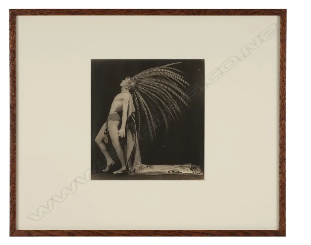 JM Pustin 'The Aztec warrior', USA c.1930, toned gelatin silver photographic print, framed, 250 x 237mm Image 1++