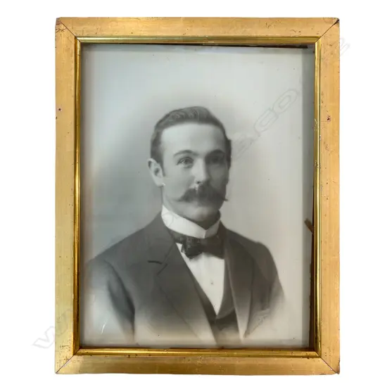 Unidentified photographer 'Head and shoulders portrait of a man', NZ, c.1900, opalotype, framed, 370 x 280mm