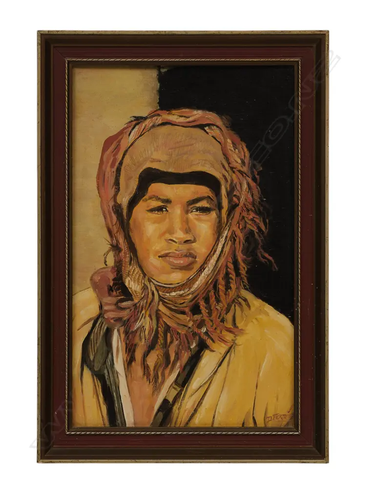 D Ferrier, Portrait of a man, oil on canvas on board, NZ, c.1975,  signed  &  inscribed to verso,  392 x 240mm Image 1++