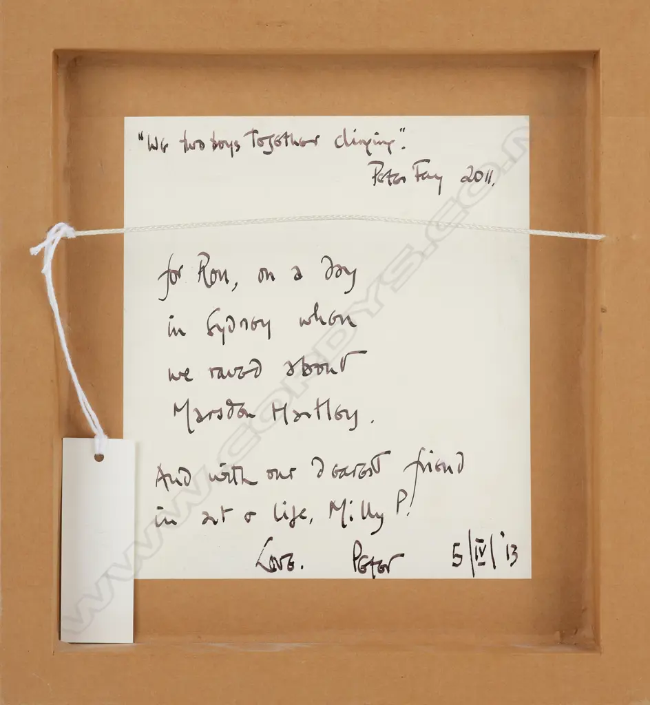 Peter Fay (c.1950?-) 'We two boys together clinging', Australia, 2011, framed collage, 294 x 270mm Image 1++