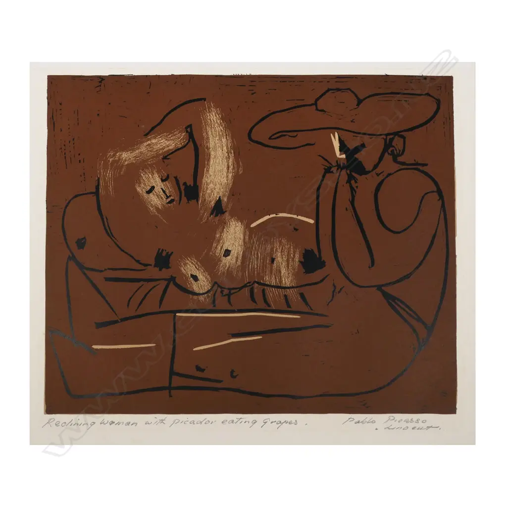 Pablo Picasso (1881-1973)/Harry Abrams 'Reclining Woman with Picador eating Grapes' (14), linocut, 270 x 325mm (image) Image 1++