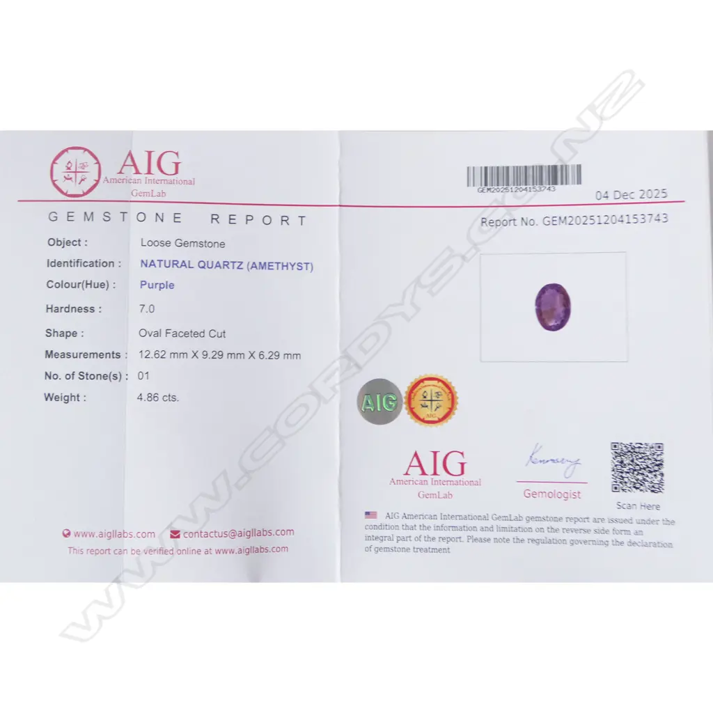 AMETHYST & CZ DRESS RING SILVER PLATED AIG REPORT SIZE Q Image 1++