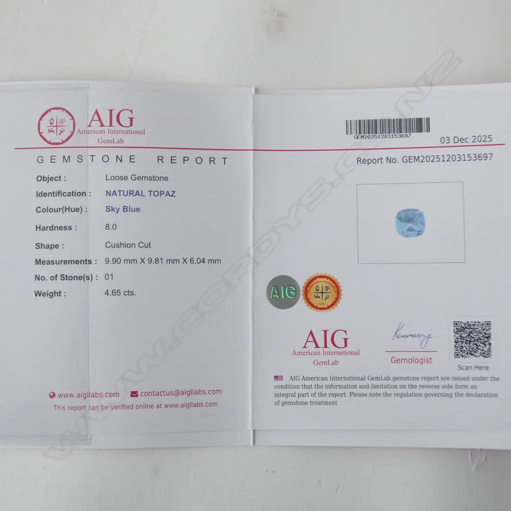 BLUE TOPAZ & CZ COCKTAIL RING, SILVER PLATED, AIG REPORT SIZE Q Image 1++