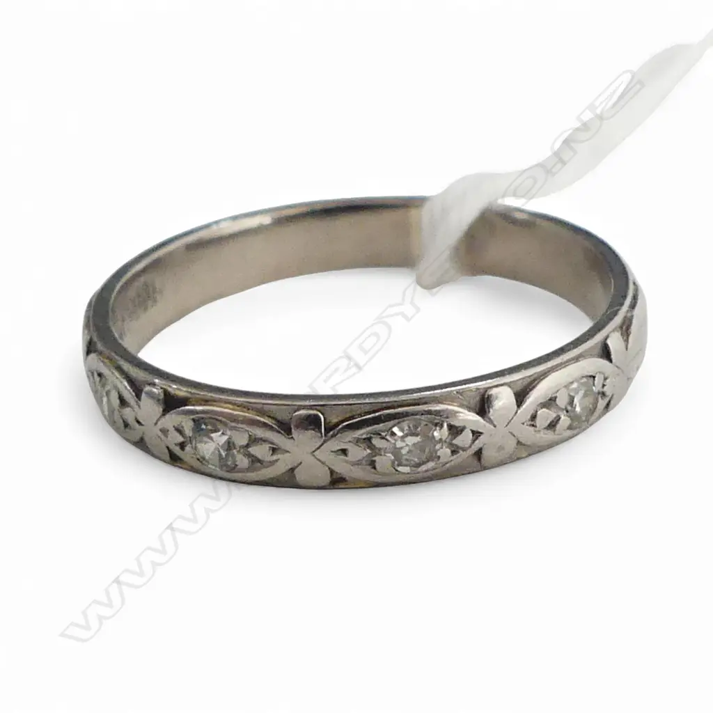 18CT WG & PLATINUM DIAMOND RING 3.8gms SIZE P Image 1++