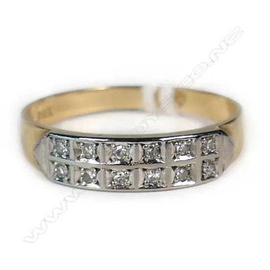 9CT & PALLADIUM DIAMOND RING 2.4gms SIZE Q