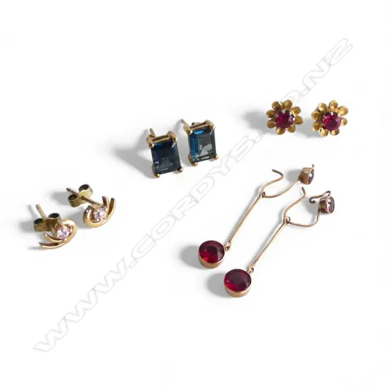 4 PRS 9CT EARRINGS, 1 AF 6.2gms