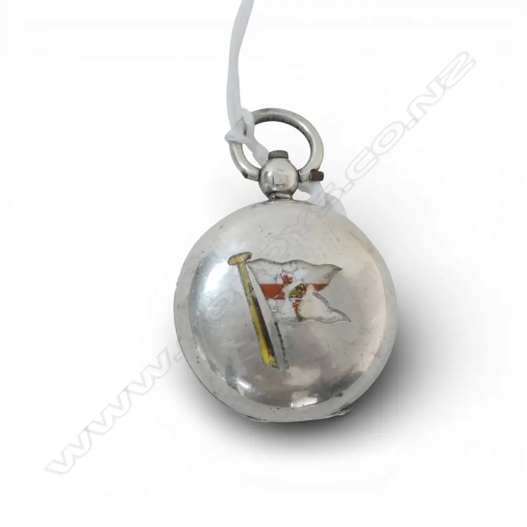 STERLING SILVER SOVEREIGN CASE Birmingham 1906 with faulted enamel flag highlight Image 1++