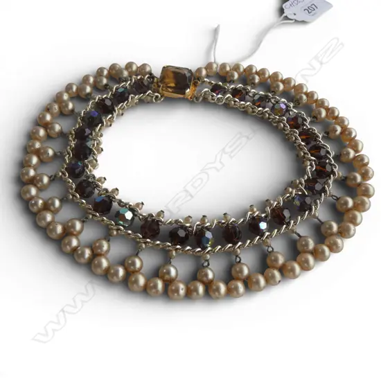 VINTAGE WIDE CHOKER various bead COSTUME NECKLACE