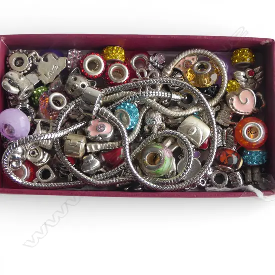 ASST. METAL & SILVER CHARMS etc + 2 BRACELETS 