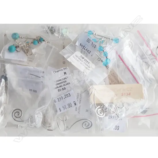QUANTITY EAR CHARMS MOSTLY SILVER, new old stock