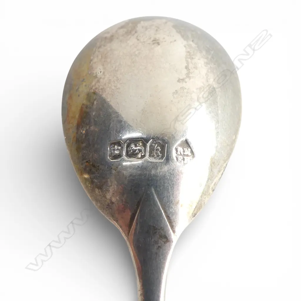 S/SILVER & JADE HANDLED MUSTARD SPOON  Image 1++