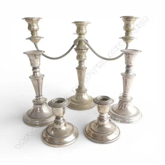 EP TABLE CANDELABRA H300MM & 2 PRS EP CANDLESTICKS H200 & 100MM