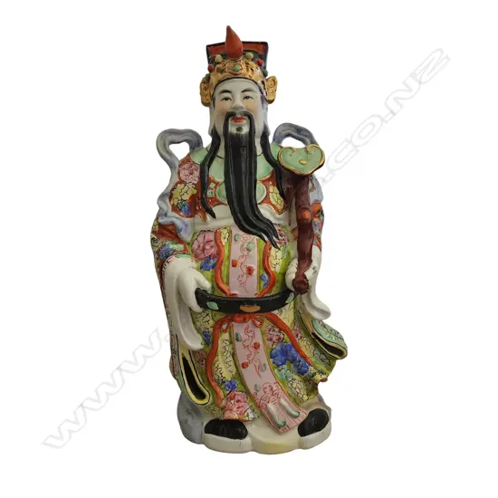 CHINESE HAND-PAINTED PORCELAIN STATUE OF LU XING - 450 mm HEIGHT