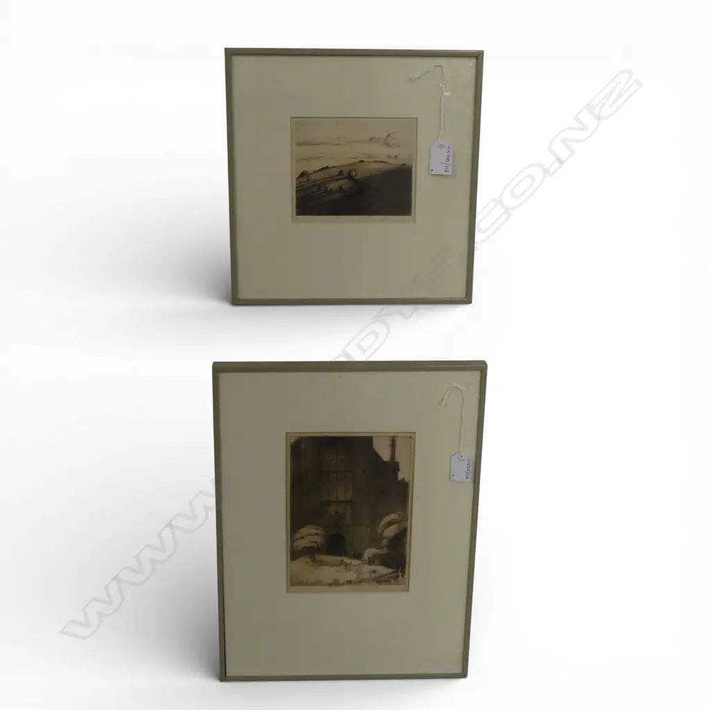 2 FRAMED SIGNED ENGRAVINGS PASCOE REDWOOD H200 L140MM Image 1++
