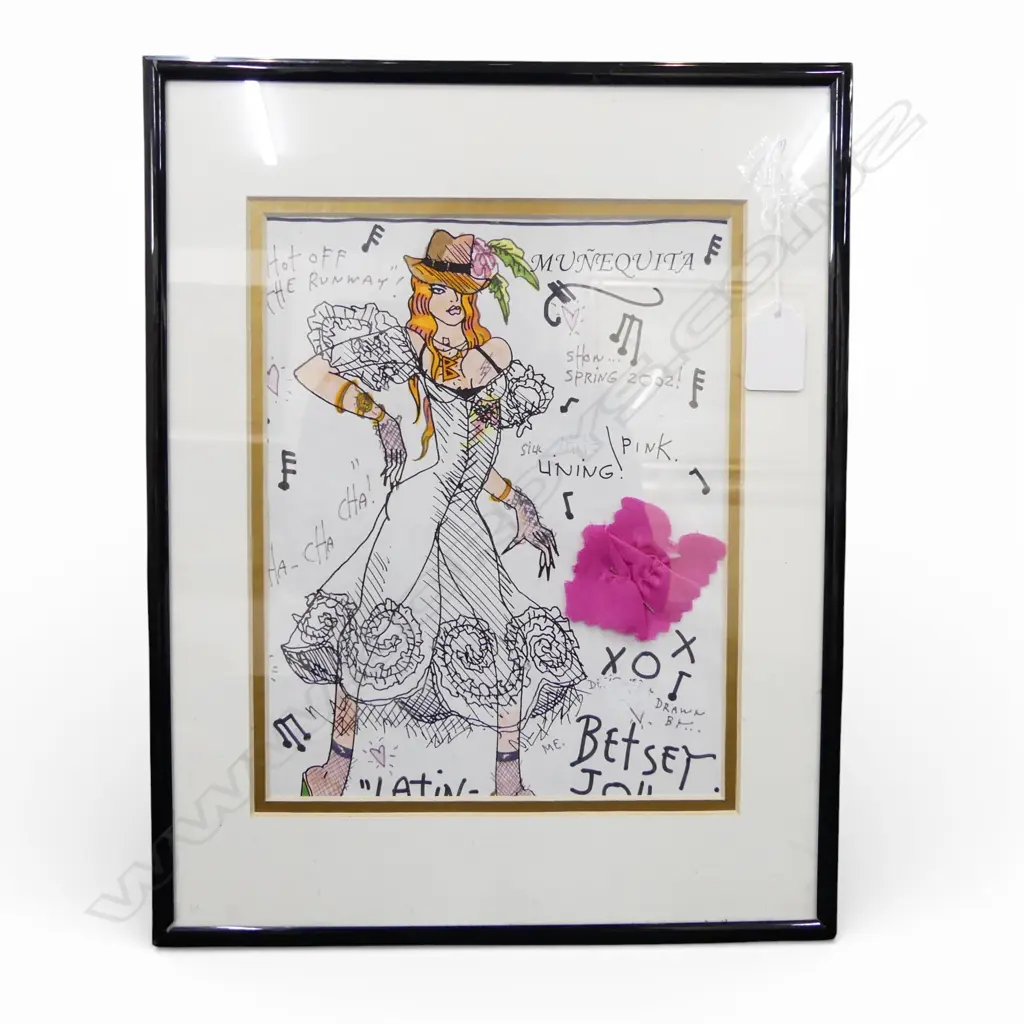 BETSEY JOHNSON (iconic American fashion designer) INK & W/C FASHION DESIGN for her spring 2002 'Latin-Munequita' collect Image 1++