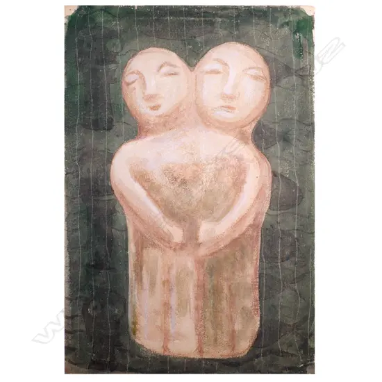 GEOFFREY FAIRBURN 'STONE IDOLS', c.1960, WATERCOLOUR, 420 x 285mm