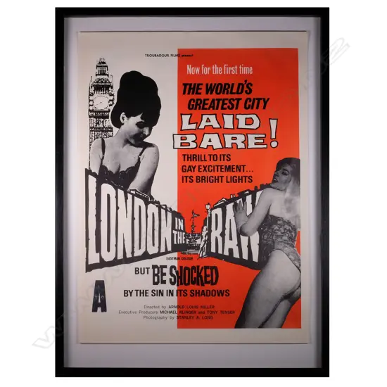 'LONDON IN THE RAW' 1960s DAYBILL - NIGHTLIFE DOCUMENTARY, 480 x 350mm