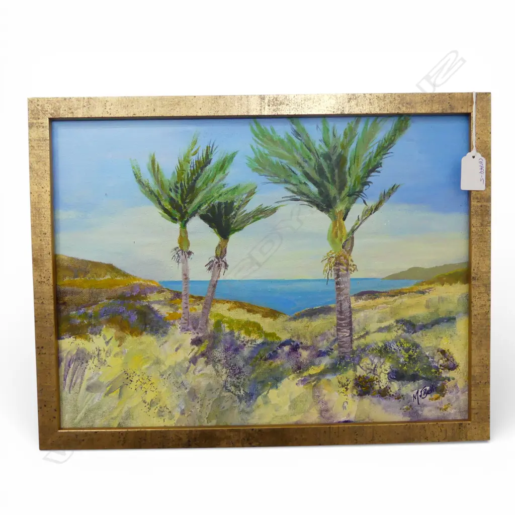 MARGARET BELL, BEACHSIDE NIKAU'S, WATERCOLOUR, 290x390mm Image 1++